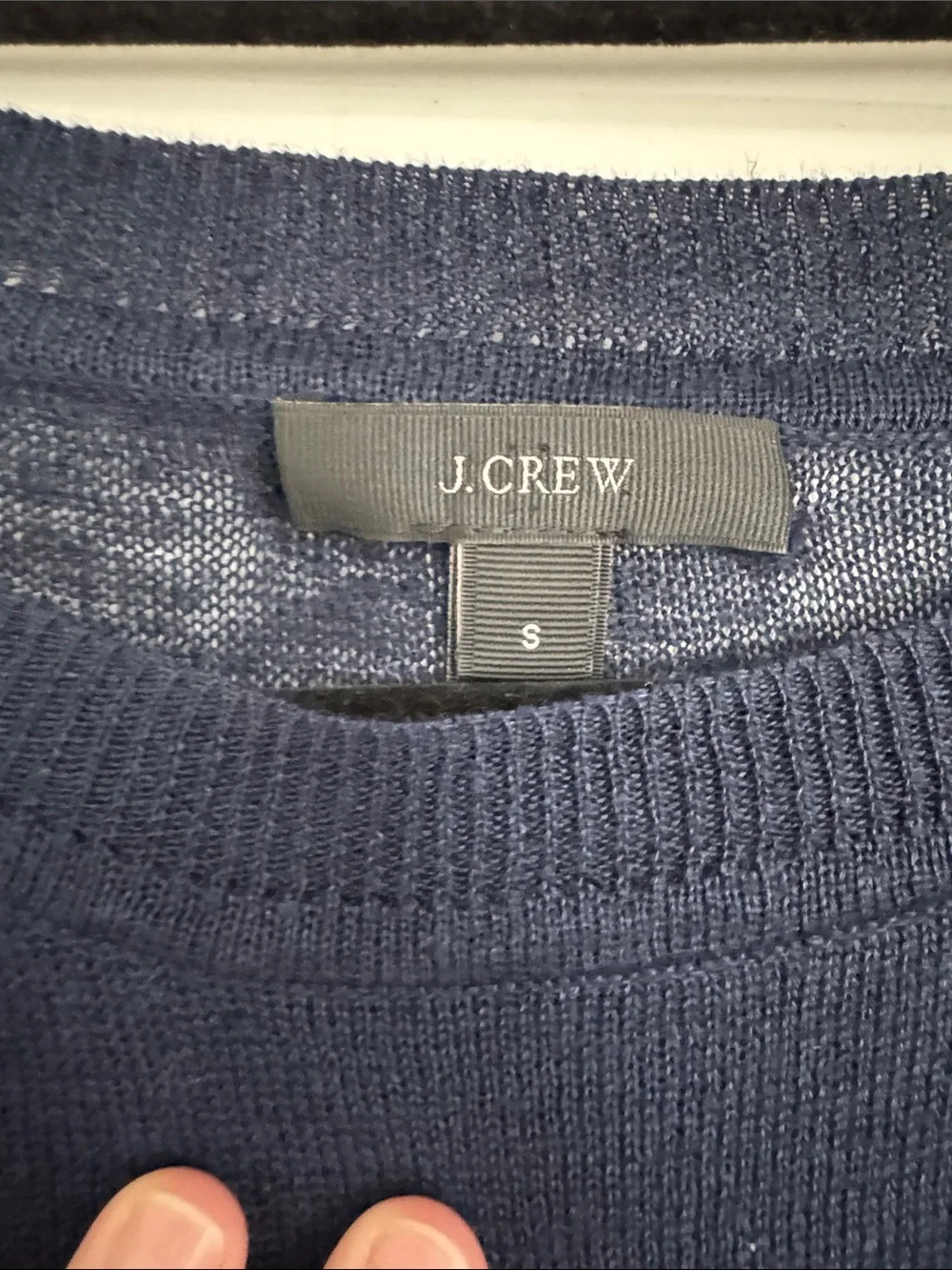 J. Crew Navy Crewneck Linen Sweater with Surfboard Appliqués - Picture 2 of 3
